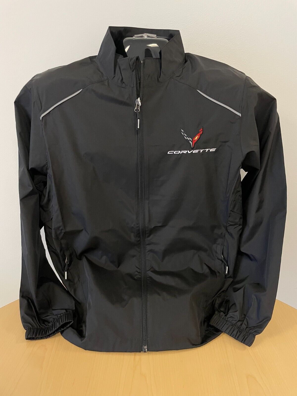 C8 Corvette Full Zip Lightweight Jacket Men's Black, White and Red