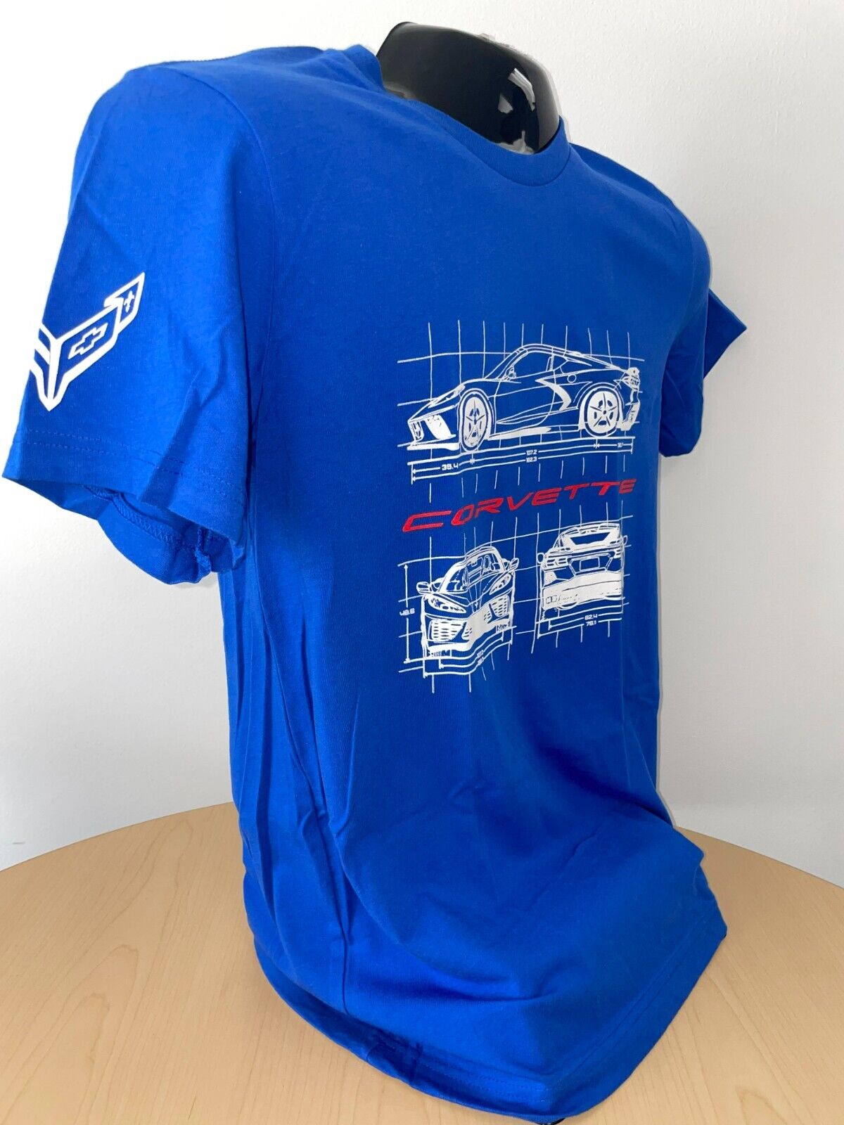 Mens C8 Corvette Blueprint T-Shirt Blue