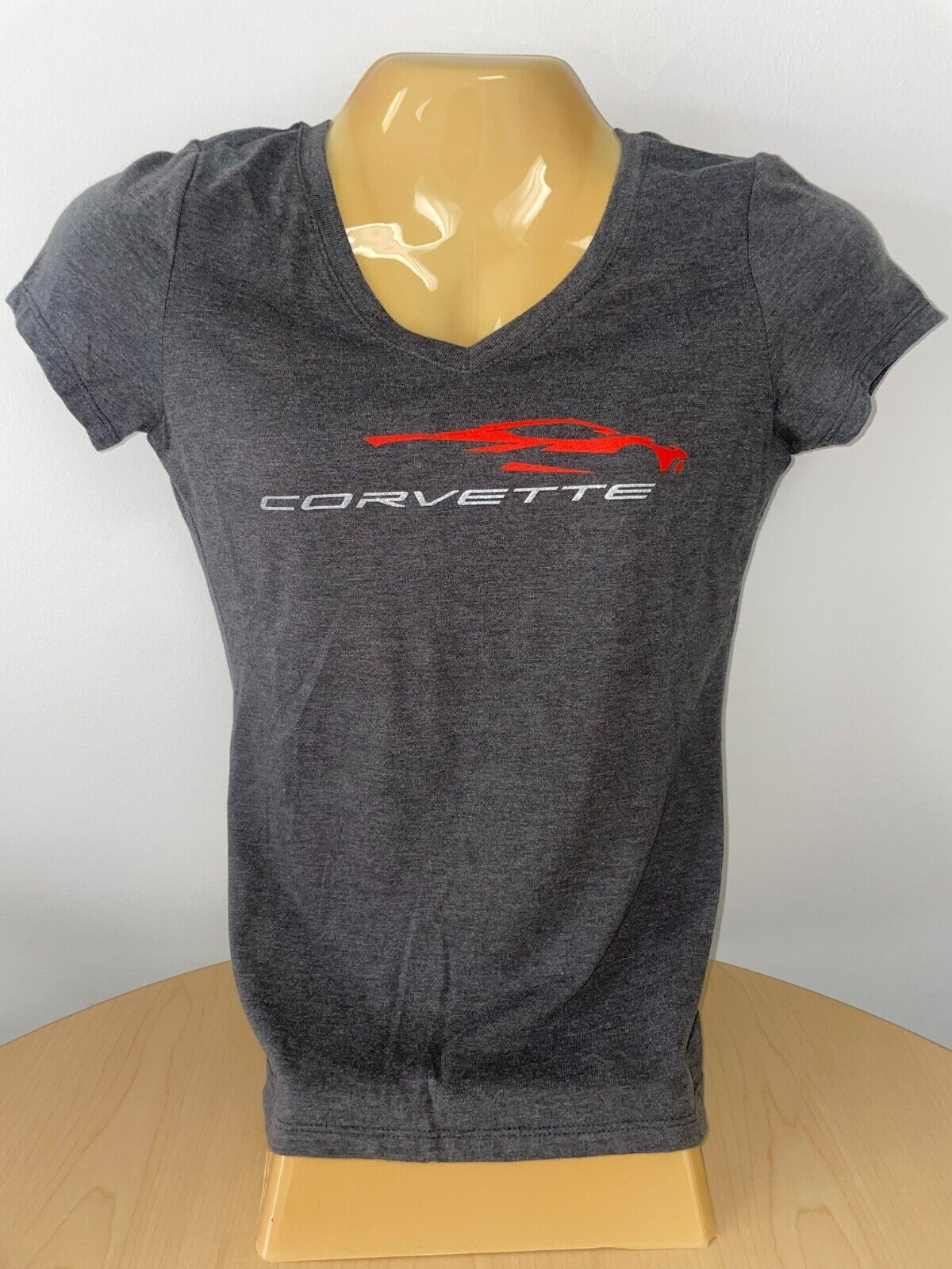 Ladies C8 Corvette Car Gesture T-Shirt Gray or Red