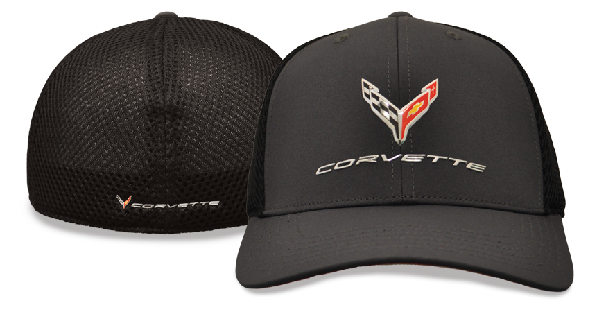 Corvette C8 Flex Fit Mesh Cap Charcoal