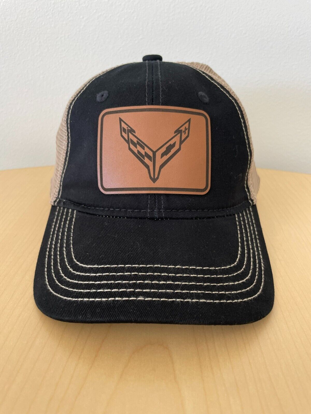 C8 Corvette Black/Khaki Mesh Hat with Corvette logo