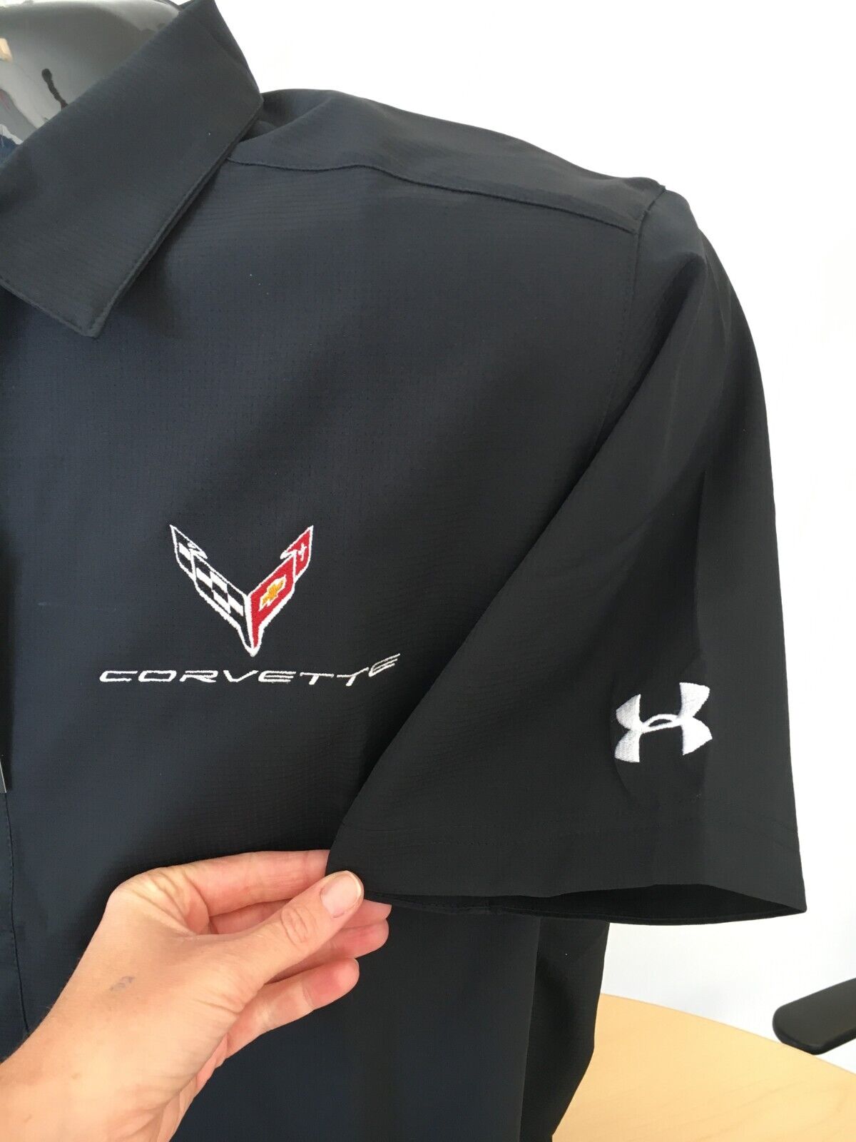 Corvette C8 Under Armour Button Down T-Shirt Black