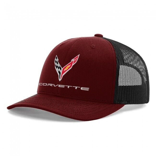 C8 Corvette Mesh-Back Cap Burgundy