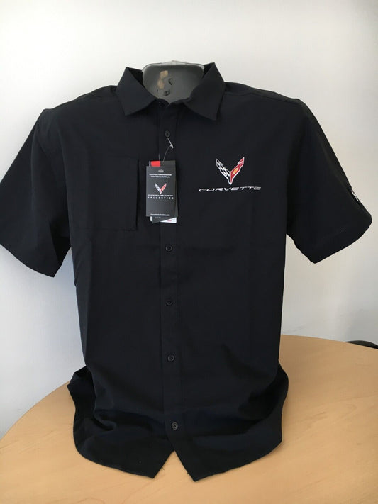 Corvette C8 Under Armour Button Down T-Shirt Black